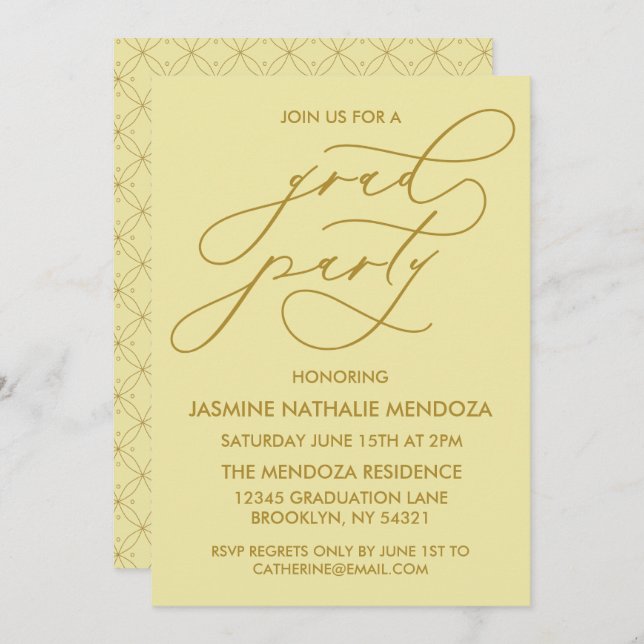 SIMPLE WHIMSICAL CALLIGRAPHY GRADUATION INVITATION (Front/Back)