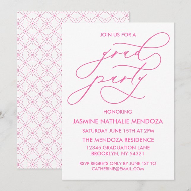 SIMPLE WHIMSICAL CALLIGRAPHY GRADUATION INVITATION (Front/Back)