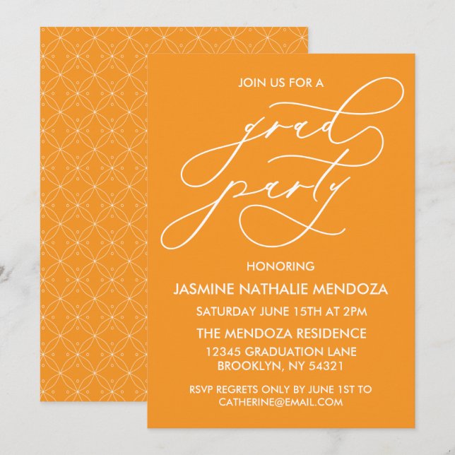 SIMPLE WHIMSICAL CALLIGRAPHY GRADUATION INVITATION (Front/Back)