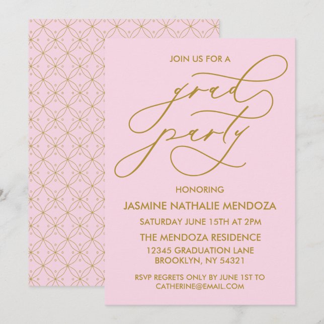 SIMPLE WHIMSICAL CALLIGRAPHY GRADUATION INVITATION (Front/Back)