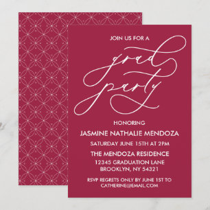 SIMPLE WHIMSICAL CALLIGRAPHY GRADUATION INVITATION