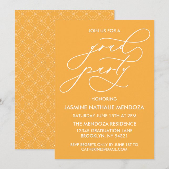 SIMPLE WHIMSICAL CALLIGRAPHY GRADUATION INVITATION (Front/Back)