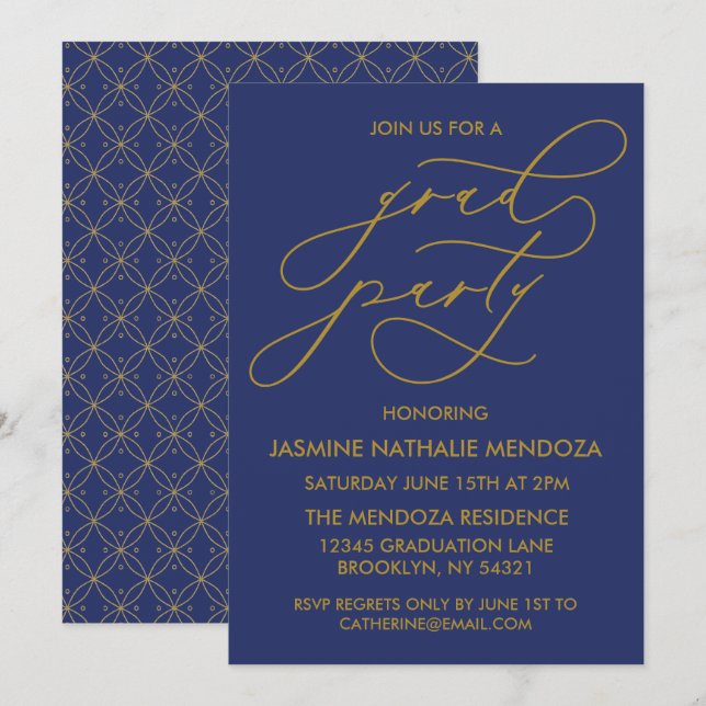 SIMPLE WHIMSICAL CALLIGRAPHY GRADUATION INVITATION (Front/Back)