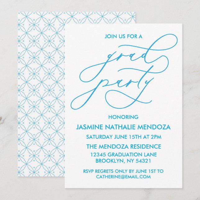 SIMPLE WHIMSICAL CALLIGRAPHY GRADUATION INVITATION (Front/Back)