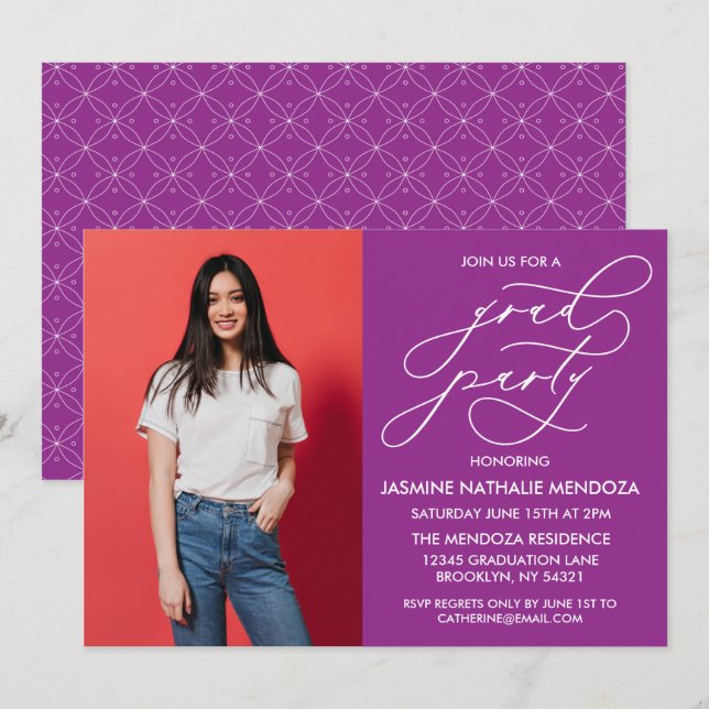 SIMPLE WHIMSICAL CALLIGRAPHY GRADUATION INVITATION (Front/Back)