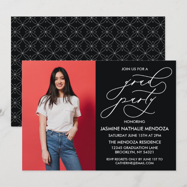 SIMPLE WHIMSICAL CALLIGRAPHY GRADUATION INVITATION (Front/Back)