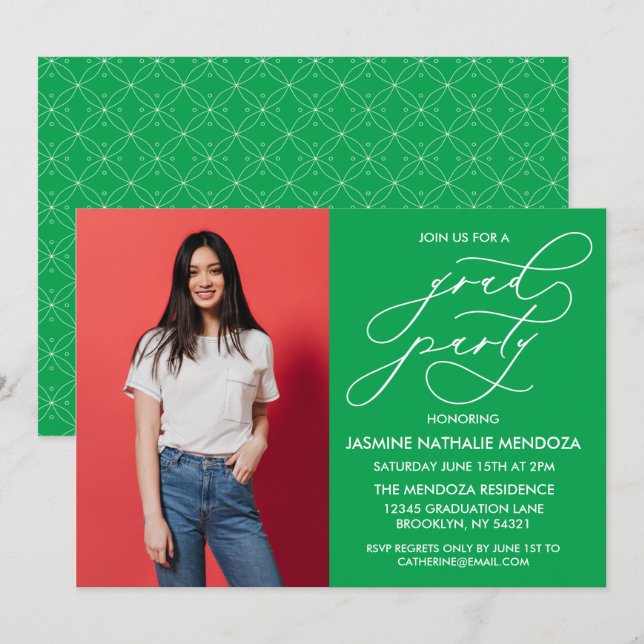 SIMPLE WHIMSICAL CALLIGRAPHY GRADUATION INVITATION (Front/Back)