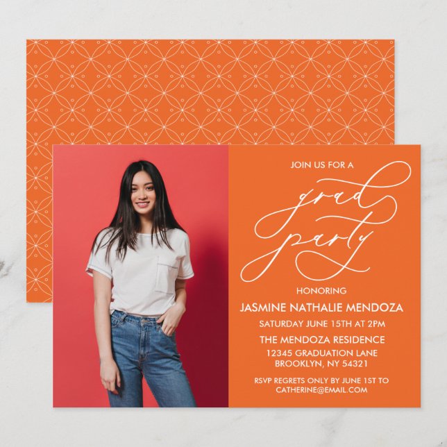 SIMPLE WHIMSICAL CALLIGRAPHY GRADUATION INVITATION (Front/Back)