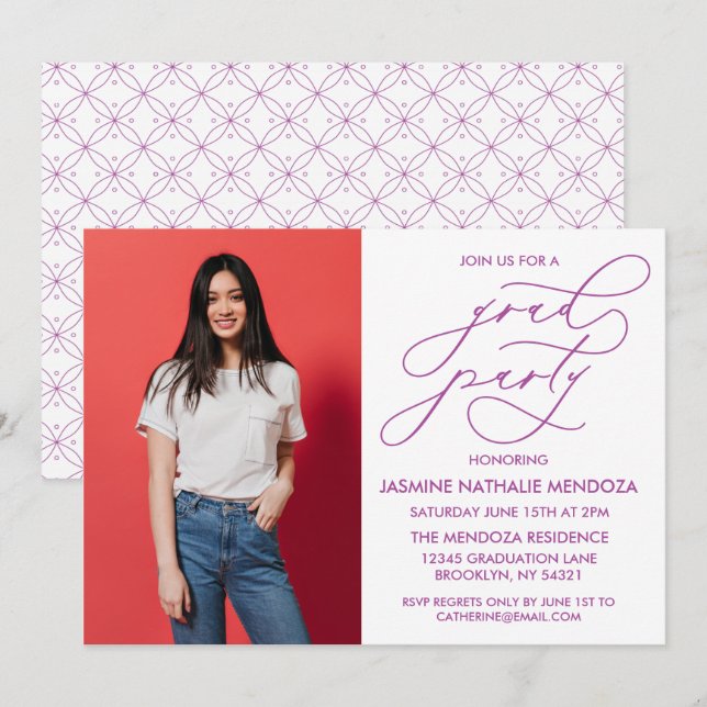 SIMPLE WHIMSICAL CALLIGRAPHY GRADUATION INVITATION (Front/Back)