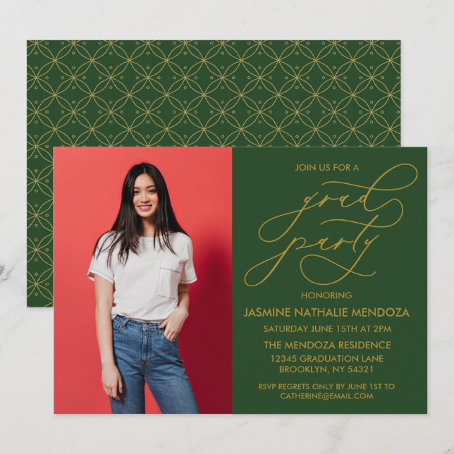 SIMPLE WHIMSICAL CALLIGRAPHY GRADUATION INVITATION (Front/Back)