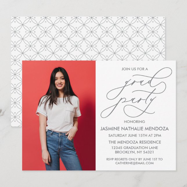 SIMPLE WHIMSICAL CALLIGRAPHY GRADUATION INVITATION (Front/Back)