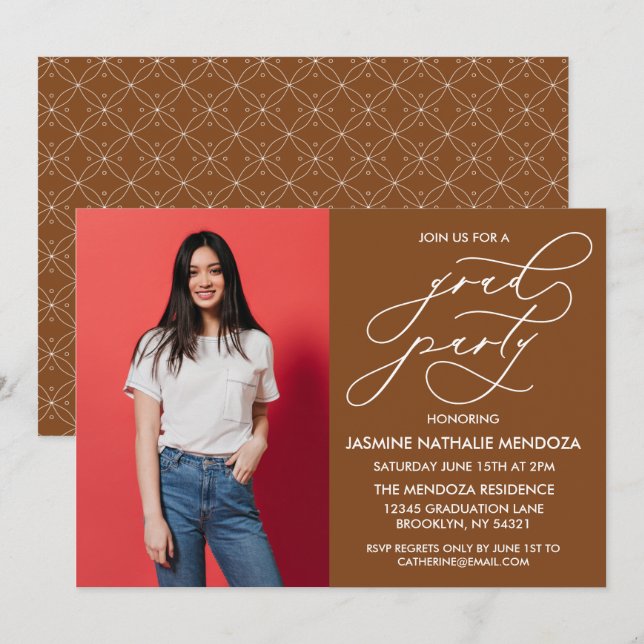 SIMPLE WHIMSICAL CALLIGRAPHY GRADUATION INVITATION (Front/Back)