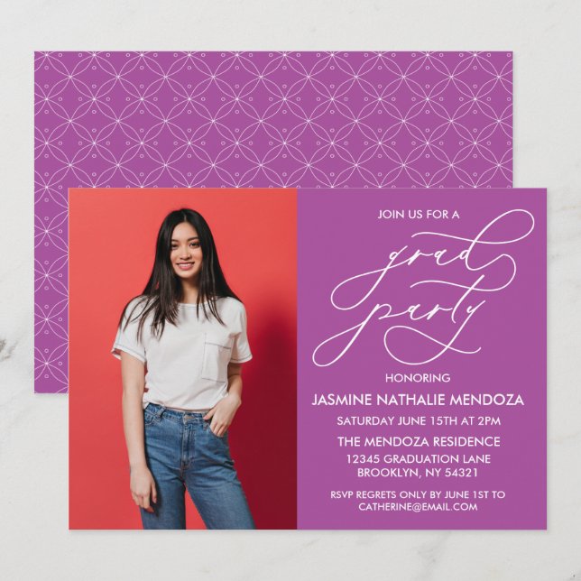 SIMPLE WHIMSICAL CALLIGRAPHY GRADUATION INVITATION (Front/Back)