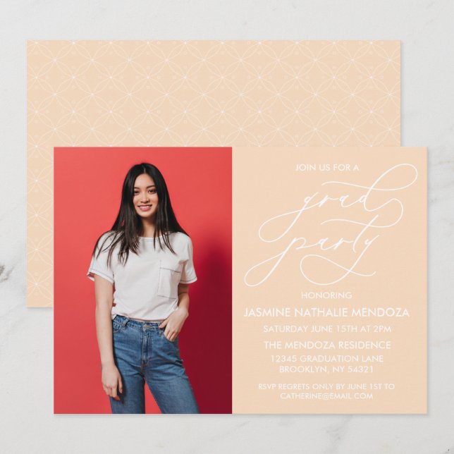 SIMPLE WHIMSICAL CALLIGRAPHY GRADUATION INVITATION (Front/Back)