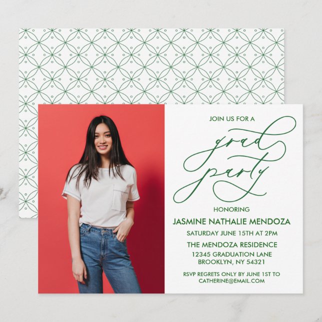 SIMPLE WHIMSICAL CALLIGRAPHY GRADUATION INVITATION (Front/Back)
