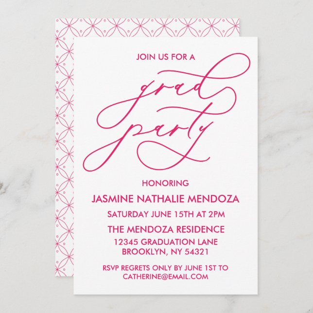 SIMPLE WHIMSICAL CALLIGRAPHY GRADUATION INVITATION (Front/Back)