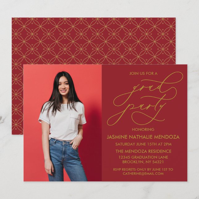 SIMPLE WHIMSICAL CALLIGRAPHY GRADUATION INVITATION (Front/Back)