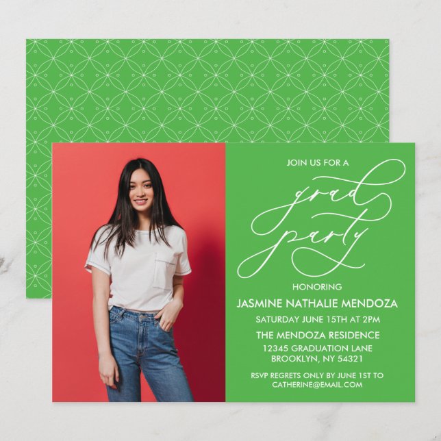 SIMPLE WHIMSICAL CALLIGRAPHY GRADUATION INVITATION (Front/Back)