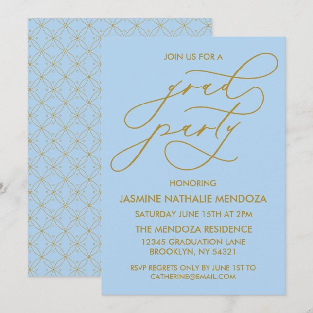 SIMPLE WHIMSICAL CALLIGRAPHY GRADUATION INVITATION (Front/Back)