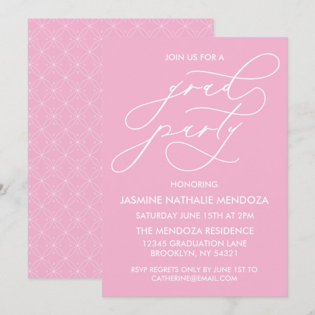 SIMPLE WHIMSICAL CALLIGRAPHY GRADUATION INVITATION (Front/Back)