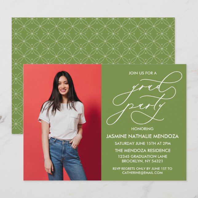 SIMPLE WHIMSICAL CALLIGRAPHY GRADUATION INVITATION (Front/Back)