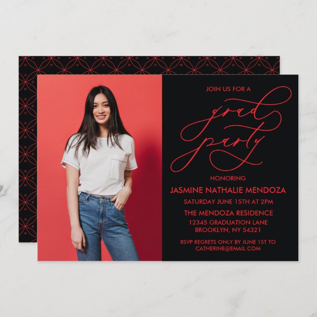 SIMPLE WHIMSICAL CALLIGRAPHY GRADUATION INVITATION (Front/Back)