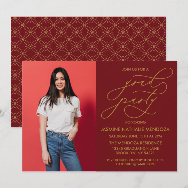 SIMPLE WHIMSICAL CALLIGRAPHY GRADUATION INVITATION (Front/Back)