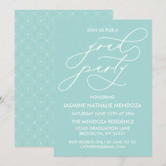 SIMPLE WHIMSICAL CALLIGRAPHY GRADUATION INVITATION (Front/Back)