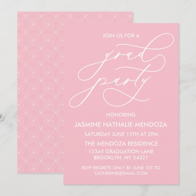 SIMPLE WHIMSICAL CALLIGRAPHY GRADUATION INVITATION (Front/Back)