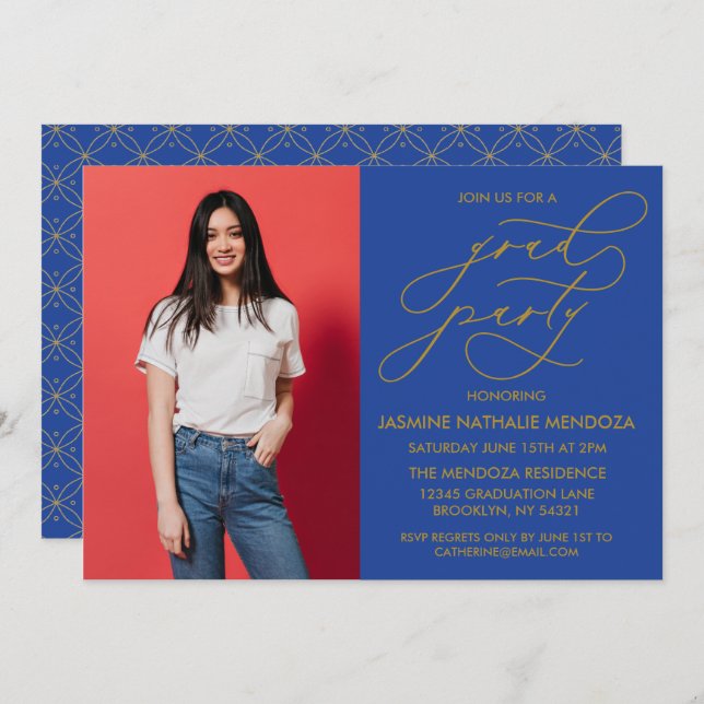 SIMPLE WHIMSICAL CALLIGRAPHY GRADUATION INVITATION (Front/Back)