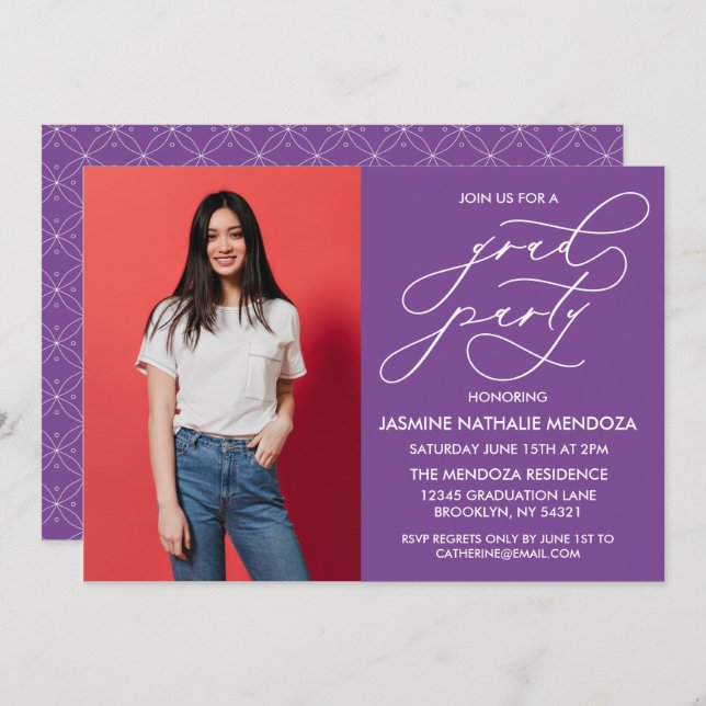 SIMPLE WHIMSICAL CALLIGRAPHY GRADUATION INVITATION (Front/Back)