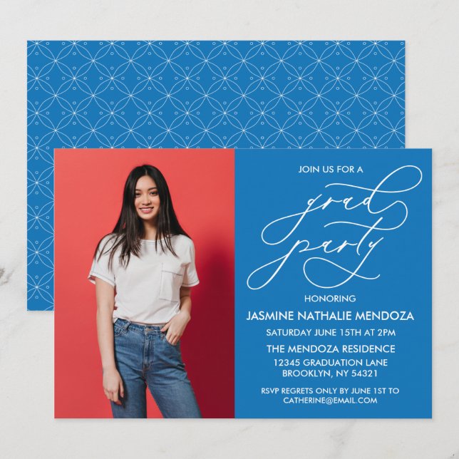 SIMPLE WHIMSICAL CALLIGRAPHY GRADUATION INVITATION (Front/Back)