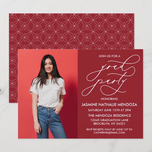 SIMPLE WHIMSICAL CALLIGRAPHY GRADUATION INVITATION (Front/Back)