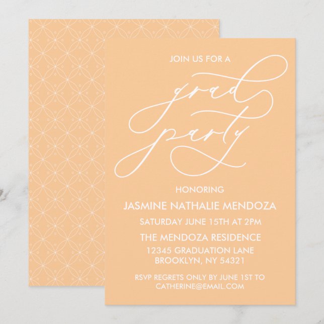 SIMPLE WHIMSICAL CALLIGRAPHY GRADUATION INVITATION (Front/Back)