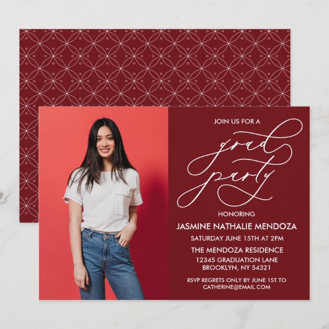 SIMPLE WHIMSICAL CALLIGRAPHY GRADUATION INVITATION (Front/Back)