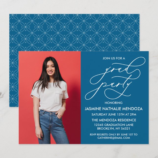 SIMPLE WHIMSICAL CALLIGRAPHY GRADUATION INVITATION (Front/Back)