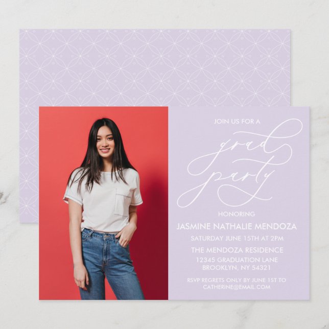 SIMPLE WHIMSICAL CALLIGRAPHY GRADUATION INVITATION (Front/Back)