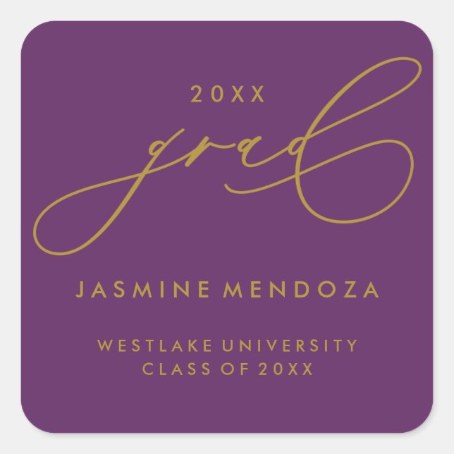 SIMPLE WHIMSICAL CALLIGRAPHY GRADUATION STICKER (Front)