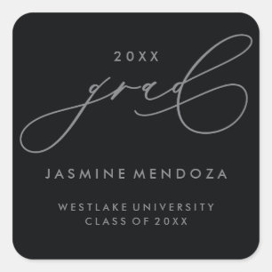 SIMPLE WHIMSICAL CALLIGRAPHY GRADUATION STICKER