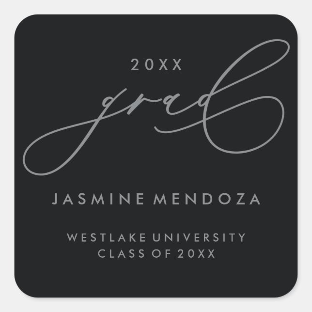 SIMPLE WHIMSICAL CALLIGRAPHY GRADUATION STICKER (Front)