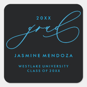 SIMPLE WHIMSICAL CALLIGRAPHY GRADUATION STICKER