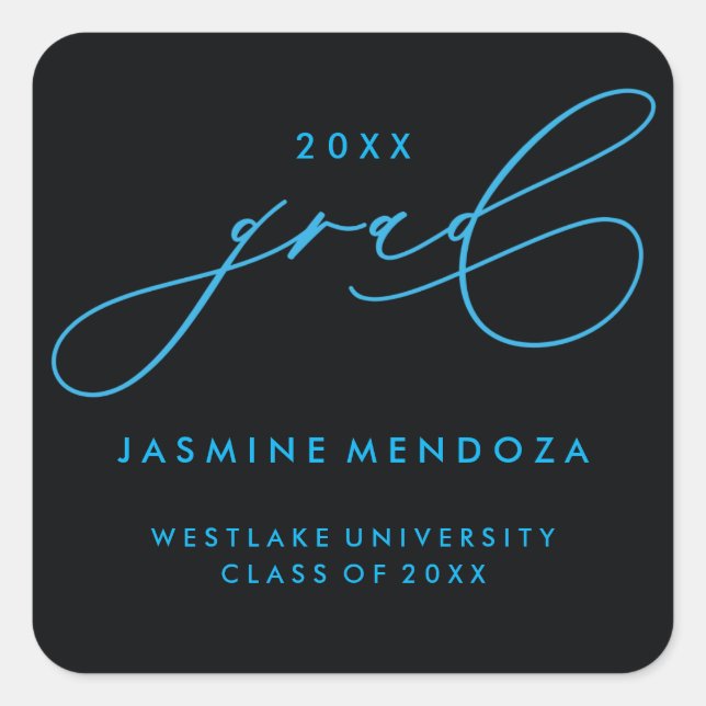 SIMPLE WHIMSICAL CALLIGRAPHY GRADUATION STICKER (Front)