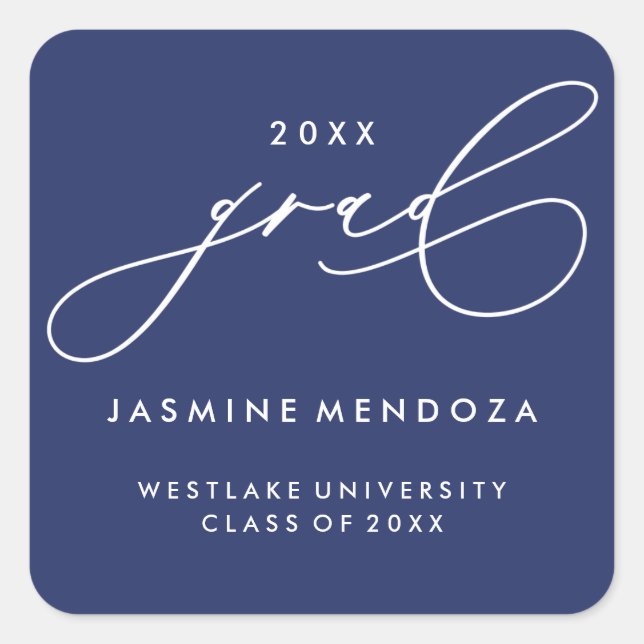 SIMPLE WHIMSICAL CALLIGRAPHY GRADUATION STICKER (Front)