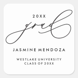 SIMPLE WHIMSICAL CALLIGRAPHY GRADUATION STICKER
