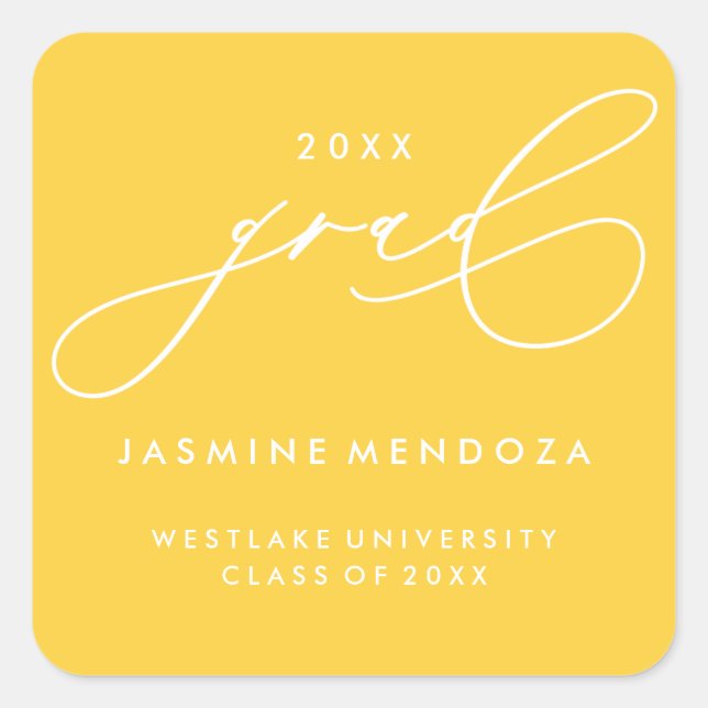 SIMPLE WHIMSICAL CALLIGRAPHY GRADUATION STICKER (Front)