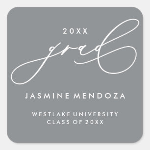 SIMPLE WHIMSICAL CALLIGRAPHY GRADUATION STICKER