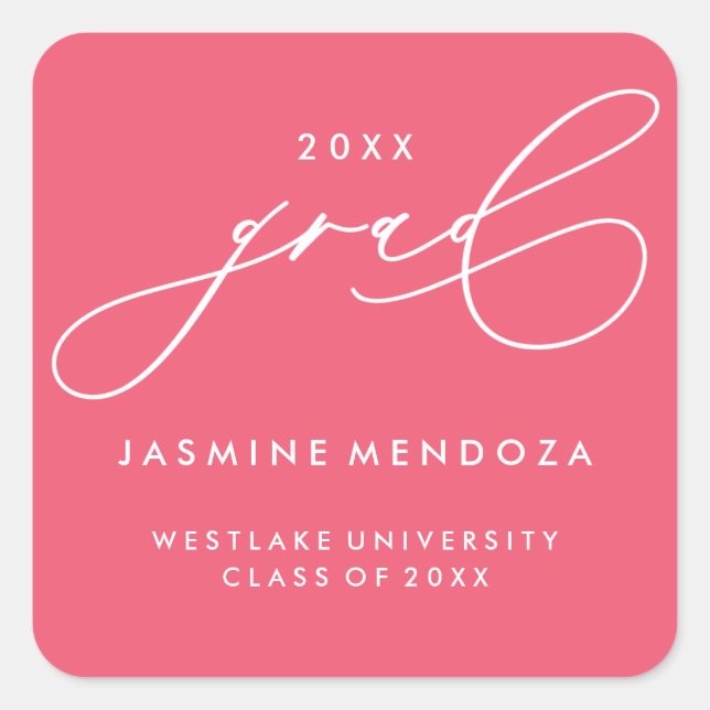 SIMPLE WHIMSICAL CALLIGRAPHY GRADUATION STICKER (Front)