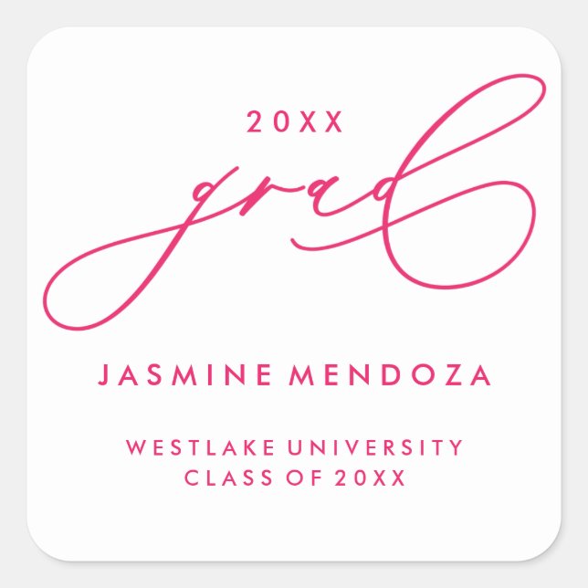 SIMPLE WHIMSICAL CALLIGRAPHY GRADUATION STICKER (Front)
