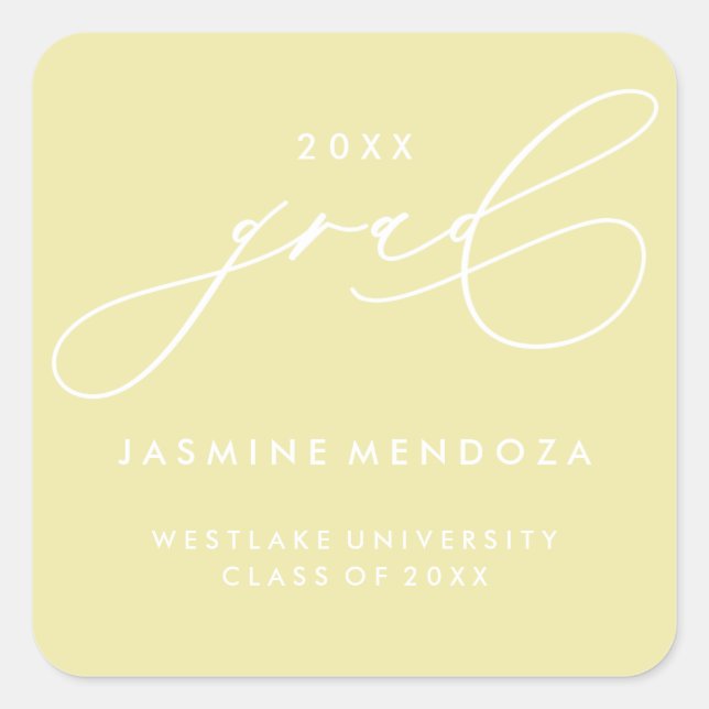 SIMPLE WHIMSICAL CALLIGRAPHY GRADUATION STICKER (Front)