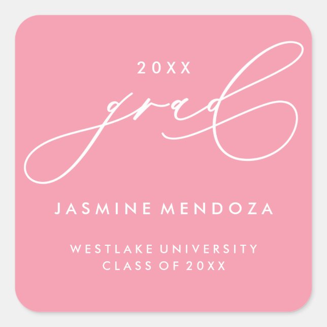 SIMPLE WHIMSICAL CALLIGRAPHY GRADUATION STICKER (Front)